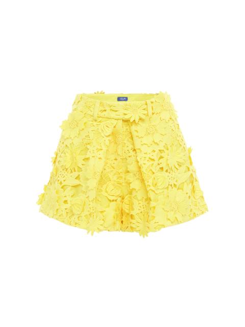 LEO LIN Josie Lace Shorts yellow