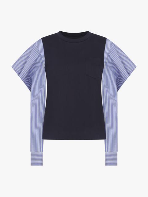 sacai L/S STRIPE TOP WITH COWL SLEEVE | NAVY/BLUE