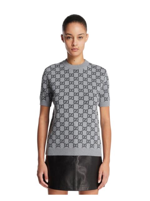 GUCCI Gray GG Wool T-Shirt