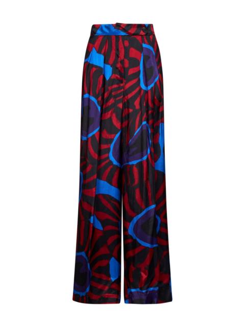 Dries Van Noten Dries Van Noten Women Red Marbled Clay-Print Twill Pamplona Wide Trousers