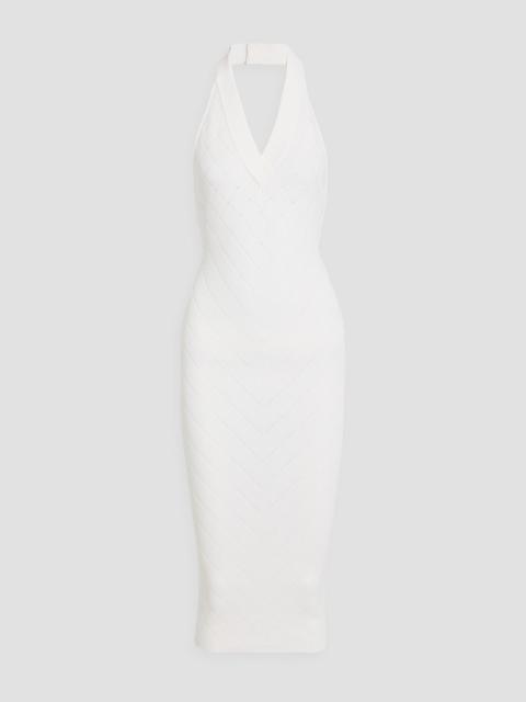 Balmain Jacquard-knit halterneck midi dress