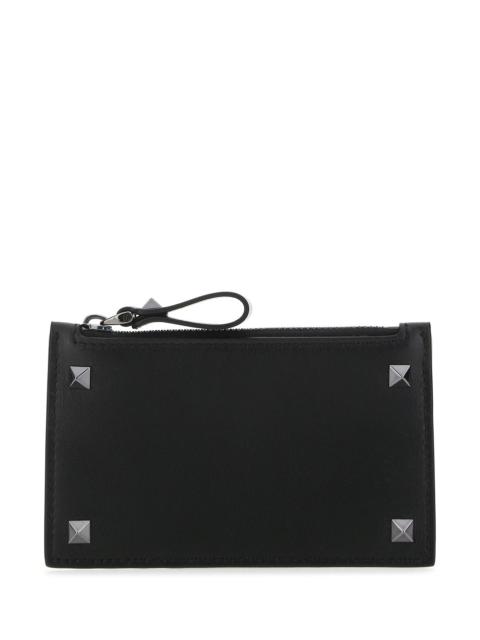 Valentino Black leather Rockstud card holder
