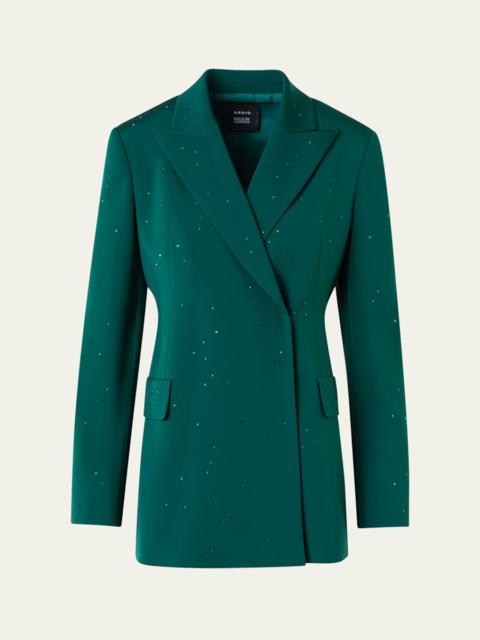 AKRIS Nadine Swarovski Stars Double-Breasted Silk Crepe Jacket