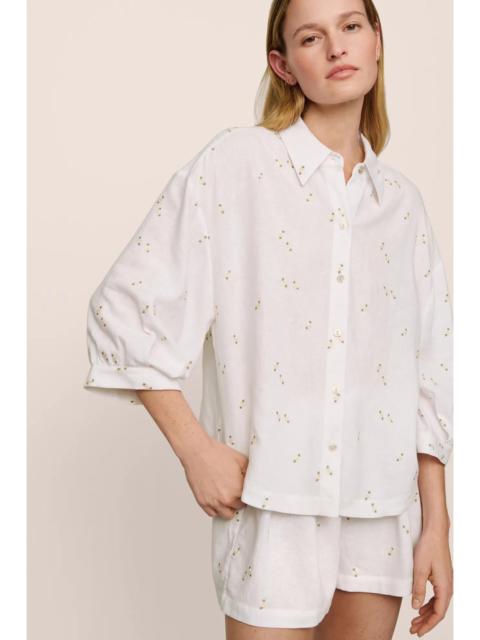 eberjey Linen Blend Relaxed Quarter Sleeve Top