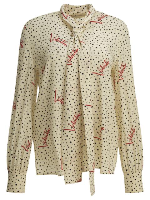 Valentino Valentino Plus De Pois Silk Shirt White