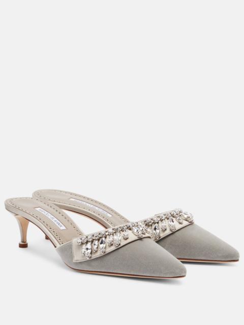 Manolo Blahnik Tulipe 50 embellished velvet mules