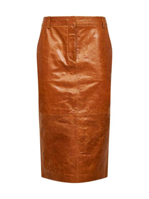 CO Cognac leather tailored pencil skirt