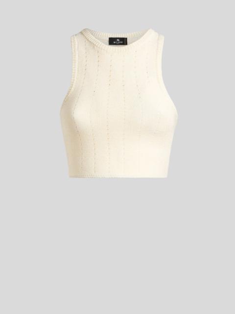 Etro KNIT CROP TOP WITH PUNCHED DETAIL