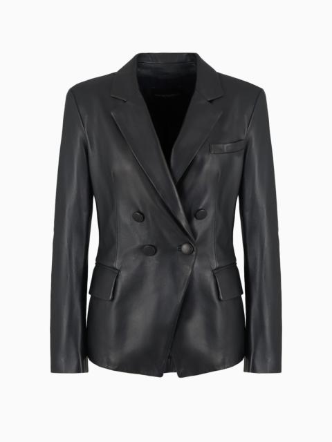 EMPORIO ARMANI Glove-quality nappa lambskin double-breasted jacket