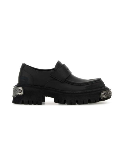 Black Leather Tractor Loafers