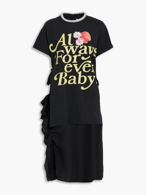 3.1 Phillip Lim Layered printed cotton-jersey and chiffon midi dress