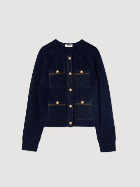 Sandro CARDIGAN WITH DENIM DETAILS