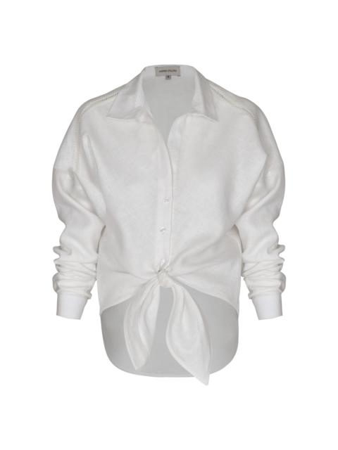 ANDRES OTALORA Obsesion Tie-Front Linen Shirt off-white