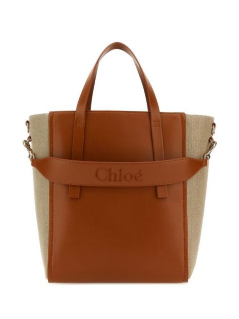 CHLOE WOMAN Two-Tone Linen And Leather Medium Sense Shopping Bag