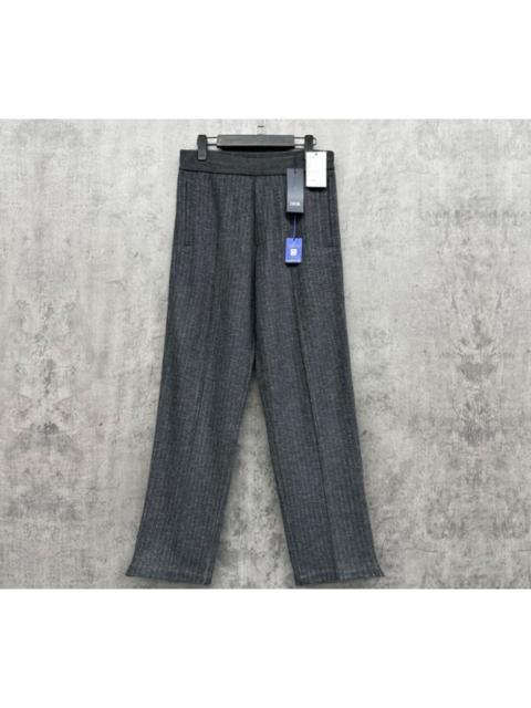 Dior Dior Heavyweight Wool Striped Trousers with Embroidered Logo