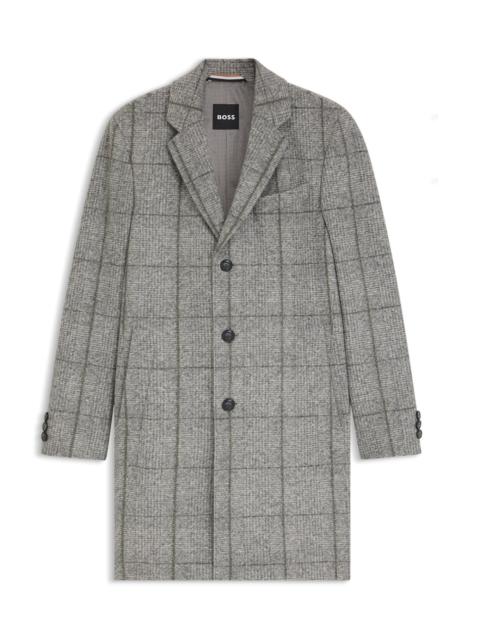 BOSS SLIM-FIT COAT WITH PLAIN CHECK