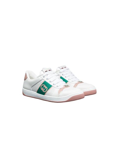 GUCCI GUCCI Screener Women's White And Pink Sneakers New And Authe
