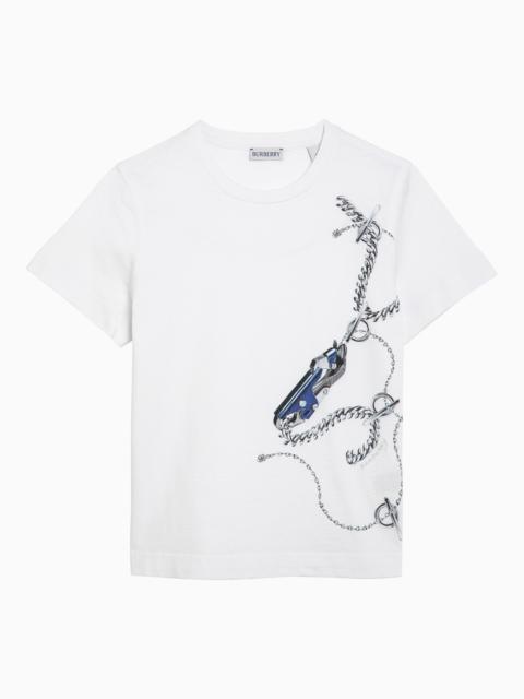 Burberry White Cotton T Shirt With Print