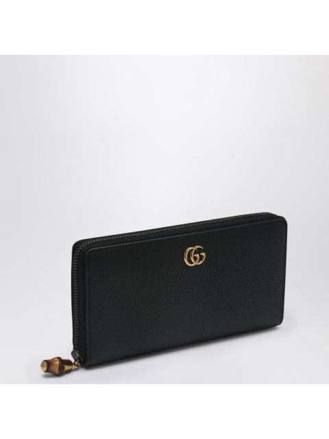 GUCCI Gucci Black Zip Around Wallet With Bamboo Detail Women