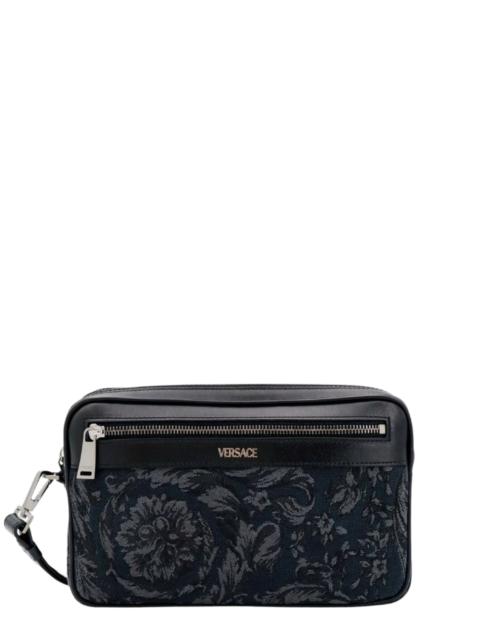 Versace Men's Jacquard Logo Zipped Pouch