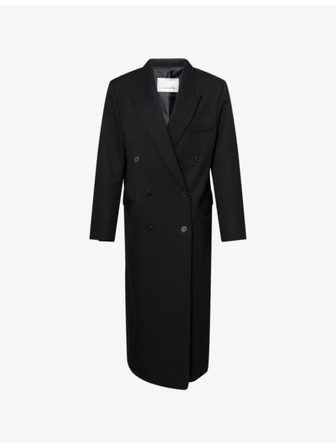 The Frankie Shop Jane Double-Breasted Woven Long Coat