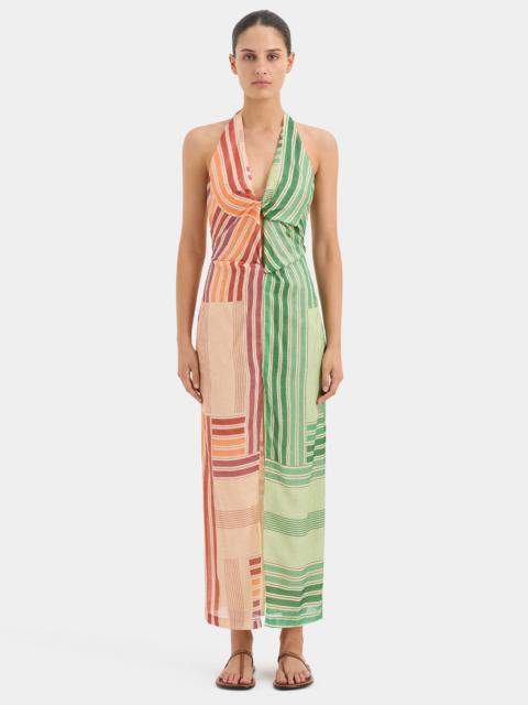 SIR. Marisol Twist Midi Dress - Patchwork Stripe
