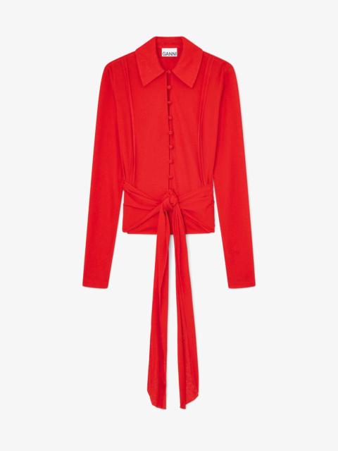 GANNI SHIRT IN RED MARL MESH