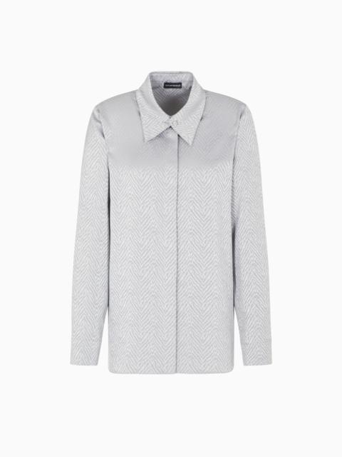 EMPORIO ARMANI SHIRT WITH CHEVRON MOTIF PRINT