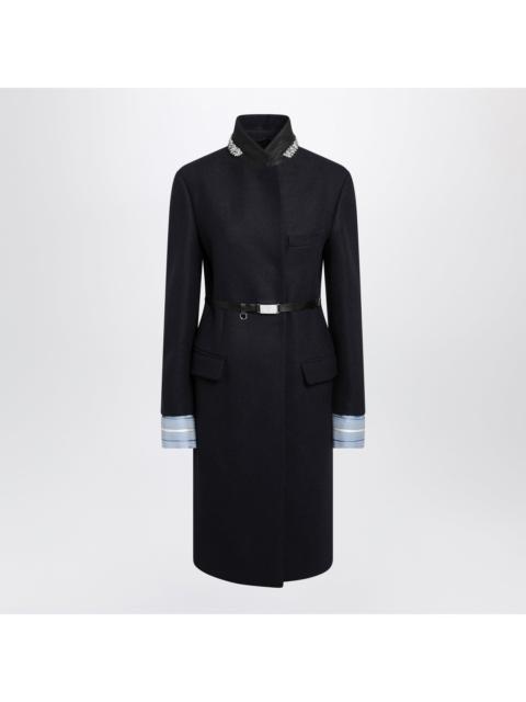 Prada Prada Blue Wool Coat With Belt Women