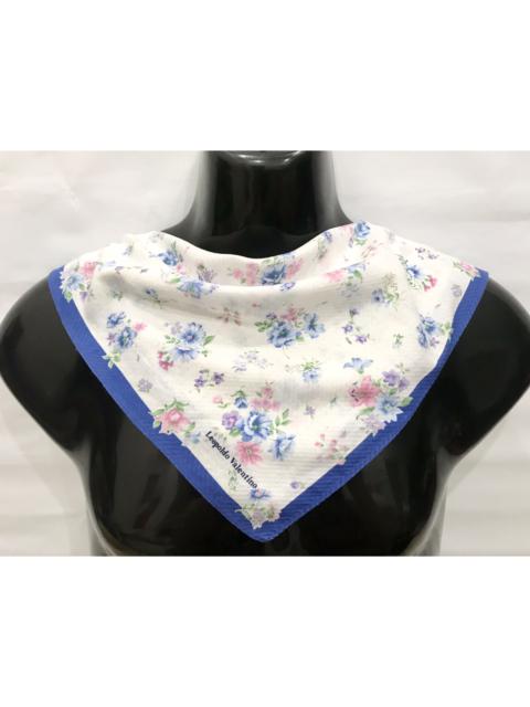Other Designers Italian Designers - LEOPOLDO VALENTINO BLUE FLORAL HANDKERCHIEF SCARF BANDANA