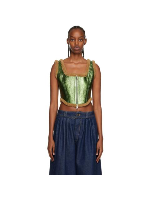 Jean Paul Gaultier Green 'The Laminated' Leather Tank Top