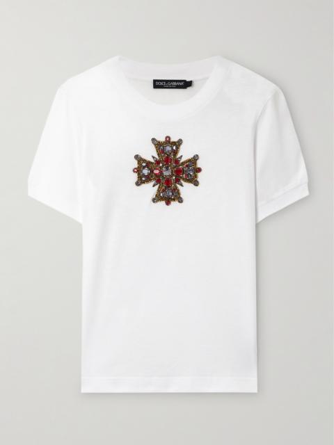 Dolce & Gabbana Embellished Cotton-jersey T-shirt