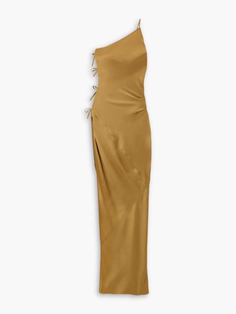 Rick Owens Taco one-shoulder tie-embellished satin dress