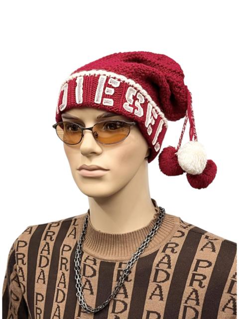 Diesel Vintage Diesel AcrylicWool Knit Elf Beanie with Pom Poms Y2K
