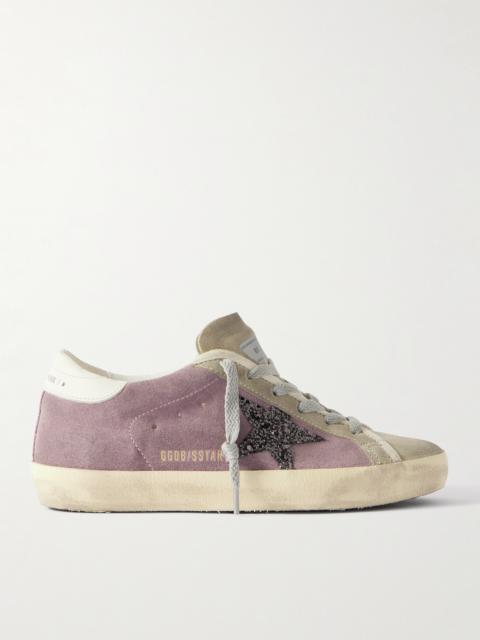 Golden Goose Super-star Leather-trimmed Distressed Glittered Suede Sneakers