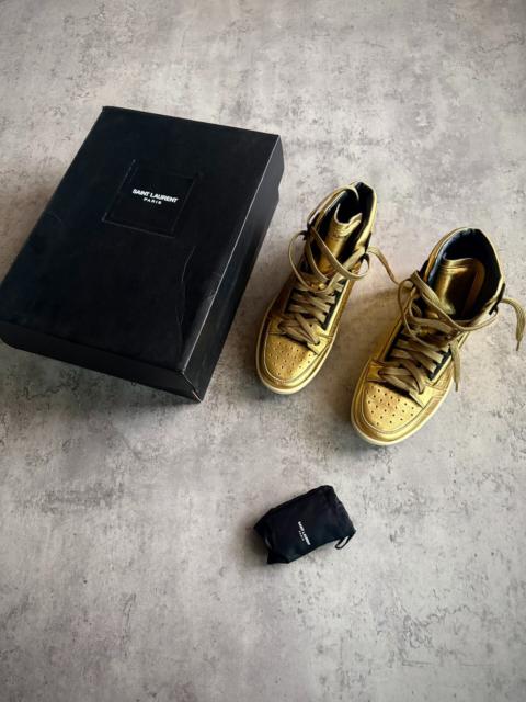 SAINT LAURENT Saint Laurent Paris 15AW SL/24H Gold Metal Pleated High-Top Sneakers by Hedi Slimane