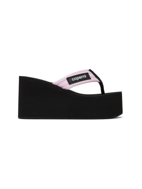 COPERNI Black & Pink Branded Wedge Sandals