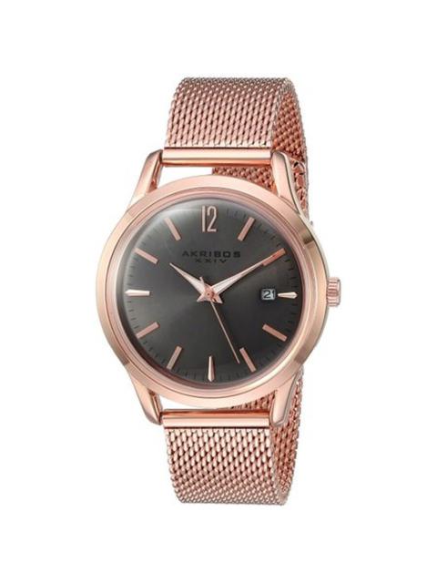 Other Designers Akribos XXIV Ador Grey Dial Ladies Rose Gold Mesh Watch AK930GY