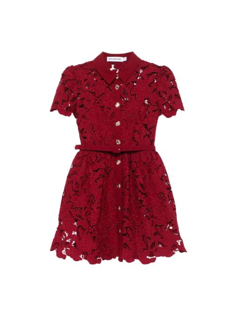self-portrait Burgundy Lace Collared Mini Dress
