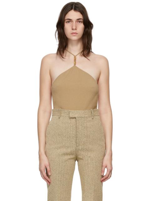 Bottega Veneta Beige Cashmere Halter Bodysuit
