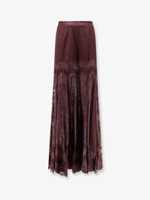 Zimmermann Zimmermann Valiant Silk and Lace Long Skirt Purple