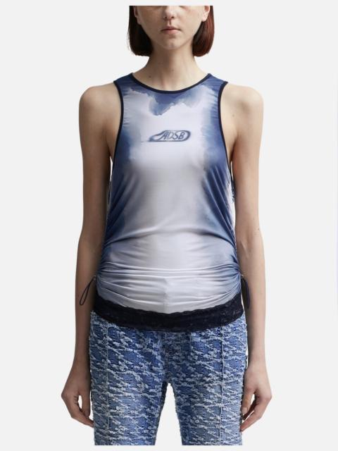 Andersson Bell LISA WATERCOLOUR SPRAYED LOGO SHIRRING TOP