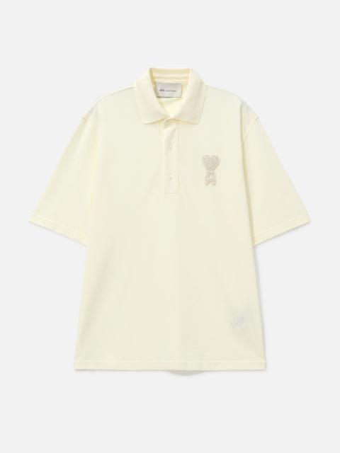 AMI Paris AMI DE COEUR SUPER LIGHTWEIGHT COTTON PIQUÉ POLO SHIRT