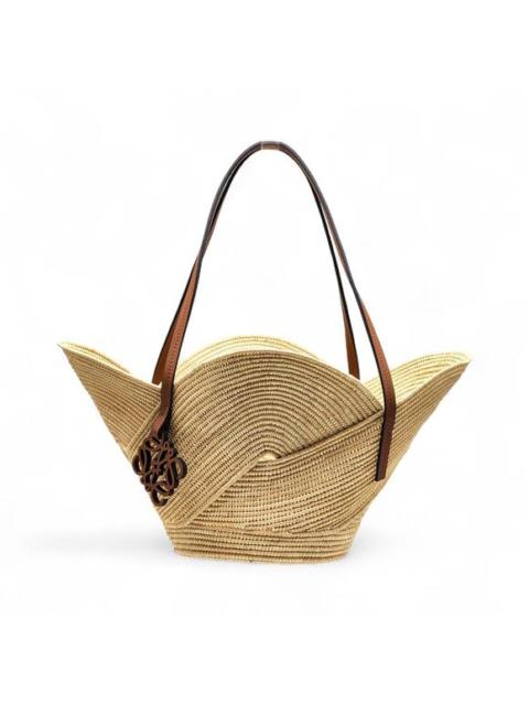 Loewe Loewe x Paula’s Ibiza Petal Anagram Natural Raffia Basket Tote Bag Beige - New
