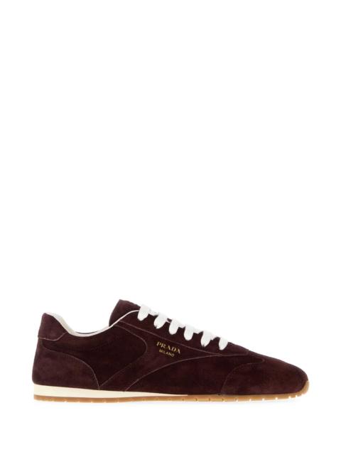 Prada Prada Women Burgundy Suede Sneakers