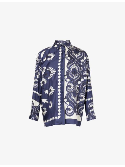 WEEKEND Max Mara Graphic-Print Patch-Pocket Silk Blouse