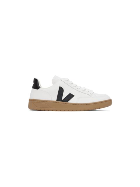 VEJA White & Black V-12 Leather Sneakers