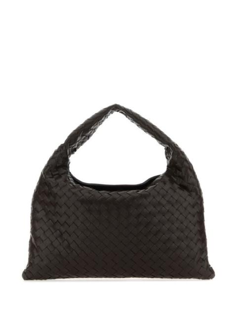 Bottega Veneta Woman Dark Brown Leather Small Hop Shoulder Bag