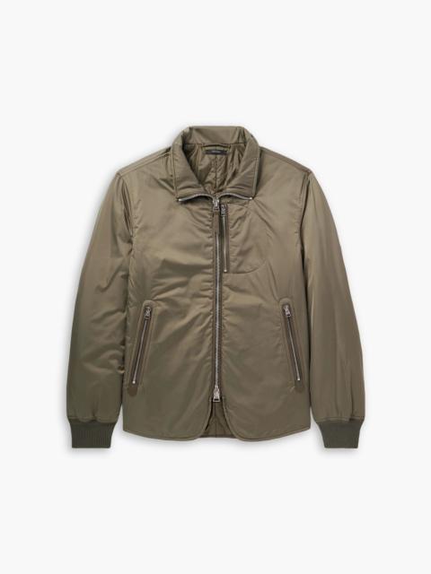 TOM FORD Padded leather-trimmed satin bomber jacket