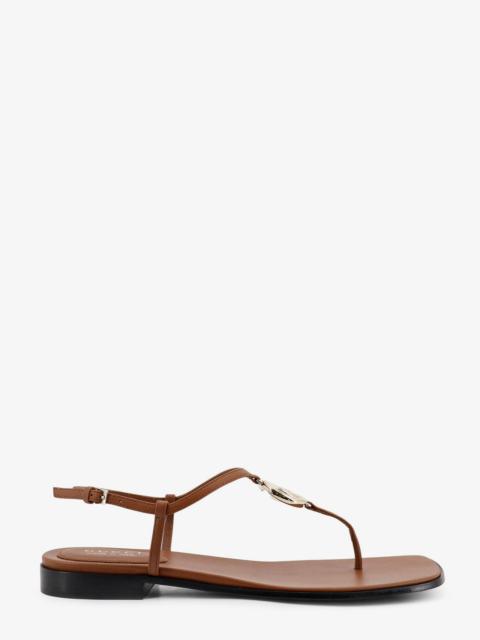 GUCCI Gucci Women Lifford Leather Sandals With Metal Gg Logo
